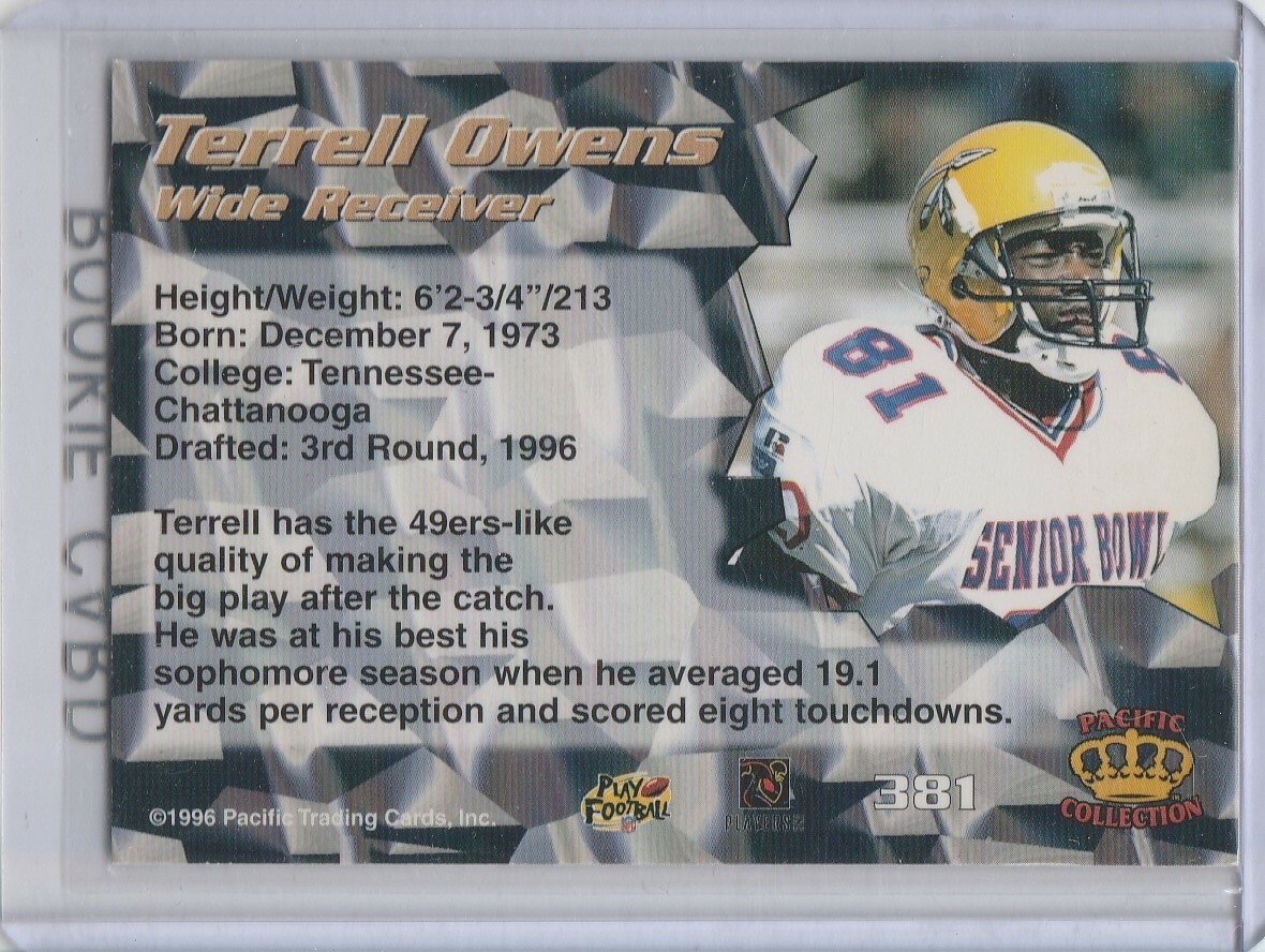 TERRELL OWENS ROOKIE CARD Football San Francisco 49ers Pacific