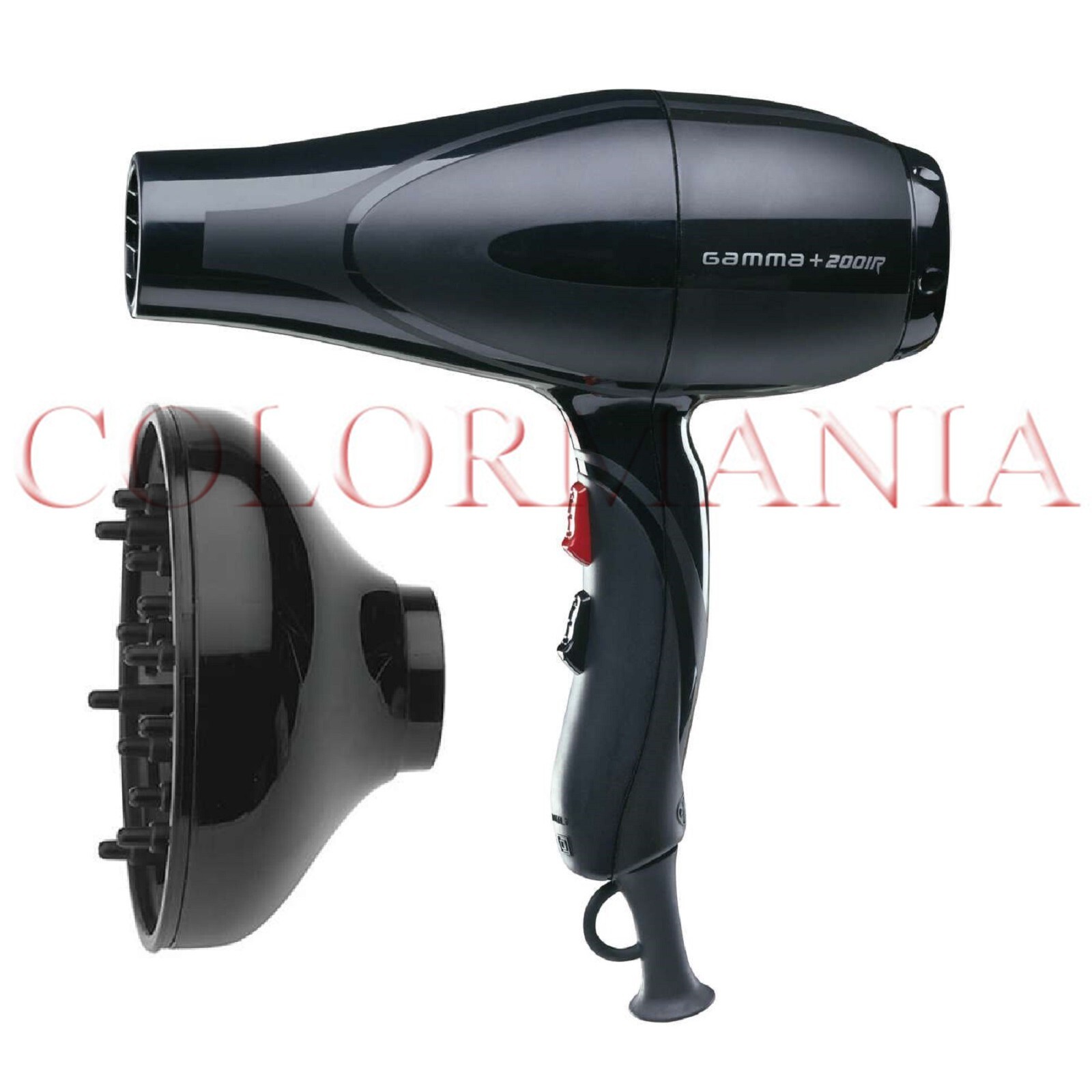 GAMMAPIU' 2001R PHON ASCIUGACAPELLI PHON PROFESSIONALE + DIFFUSORE COMPACT NERO