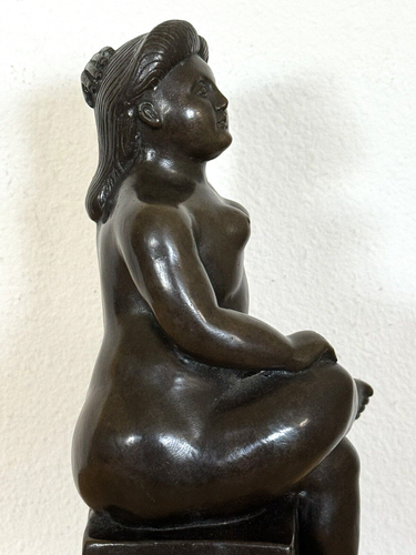 VINTAGE RARE KAREN VOBISOVA NUDE WOMAN BRASS 10.5" STATUE FIGURINE MARBLE BASE - Picture 11 of 13