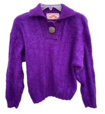 Coach in Four Seasons Sweater Women's Medium Purple Acrylic Mohair Vintage
