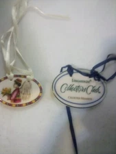 2 Longaberger Basket Tie Ons - Collector's Club & Boy with Flowers