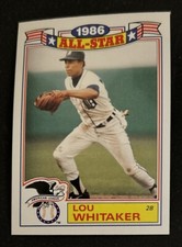1987 Topps Glossy “1986 All-Star” Lou Whitaker Baseball Card #14 Tigers 2B VG OC