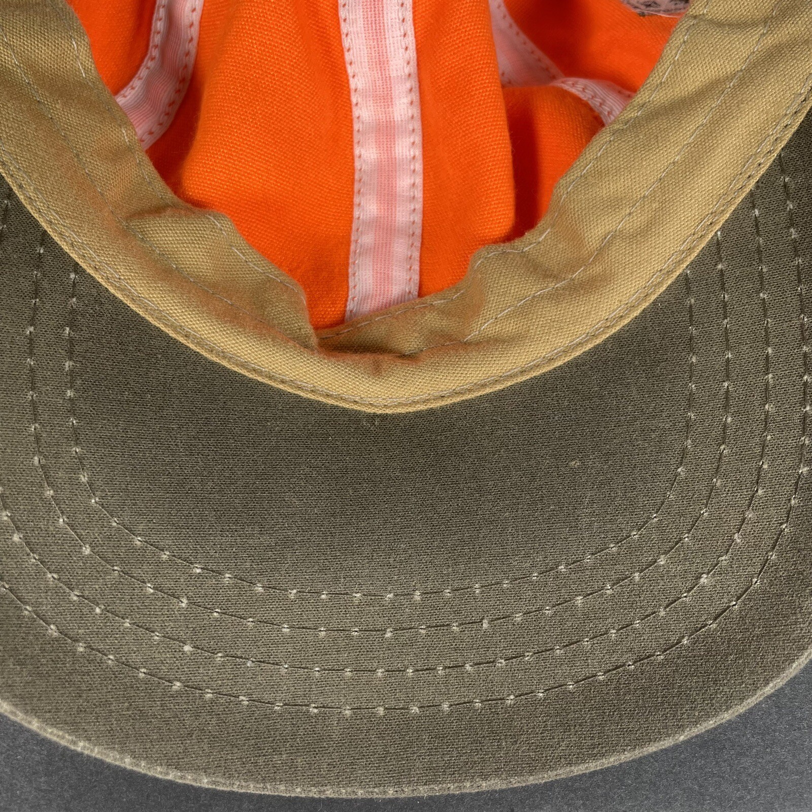 Vintage CC Filson Strapback Leather Strap Hat Cap Orange Flint Hills