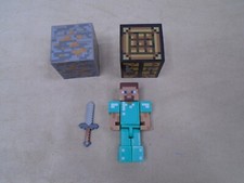 Minecraft Firgure Steve Diamond Army Sword Crafting Table Iron Block Ore Toys