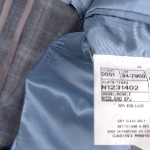 $848 Jack Victor Midland Gray & Blue Plaid Wool Sport Coat Blazer Mens Size 44L - Picture 14 of 14