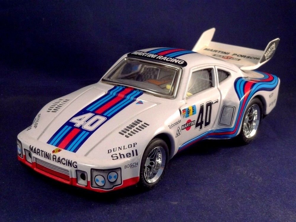 Vintage tin toy race car PORSCHE 935 TURBO MYSTERY BUMP'N GO TAIYO JAPAN boxed