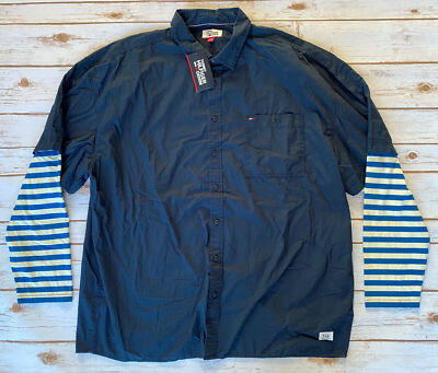 Tommy Hilfiger Denim Sidney Oversized Striped Sleeve Shirt Navy 