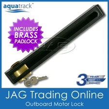 AQUATRACK OUTBOARD MOTOR LOCK & BRASS PADLOCK SUITS UP TO 50HP - Boat/Marine