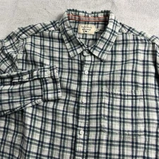 The Normal Brand Shirt Mens Extra Large Green Blue Plaid Button Up Long Sleeve