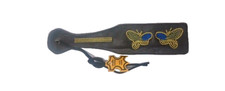 Real Leather Rivet Horse Whip Riding Crop Whip Straight Flogger Cosplay Black B4