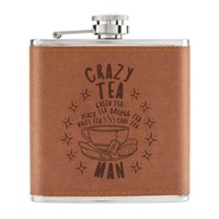Crazy Tee Mann Stars 170Ml Pu-Leder Flachmann Hellbraun Dad Boyfriend Britisch