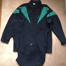 Vintage Adidas Track Suit Navy Blue Teal Trefoil Logo Excellent Large Athletic
