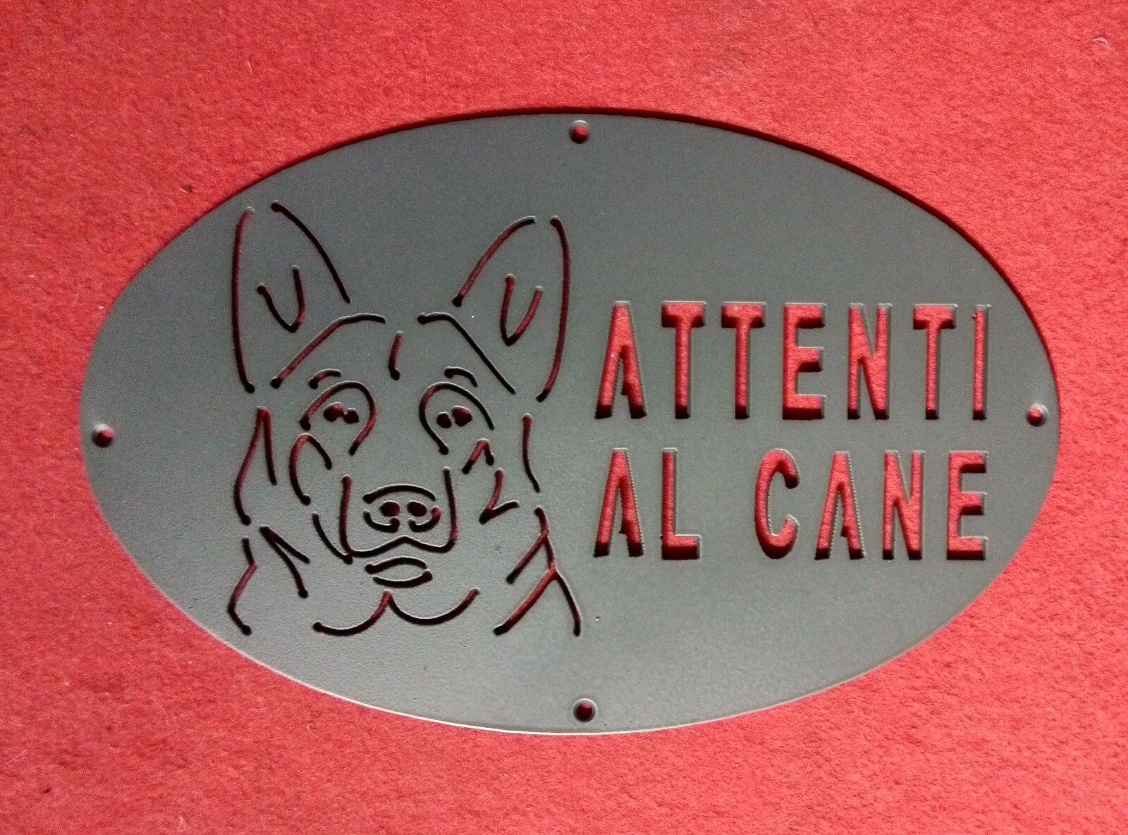 Targa Attenti al Cane Pastore Tedesco in Ferro Taglio Laser Artigianale