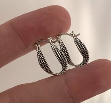 Silver twisted Hoop Earrings,Huggie Earrings,Thick hoop Earrings,Silver Huggie