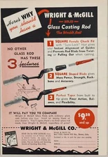 1952 Print Ad Wright & McGill Solid Glass Casting Fishing Rods Denver,Colorado