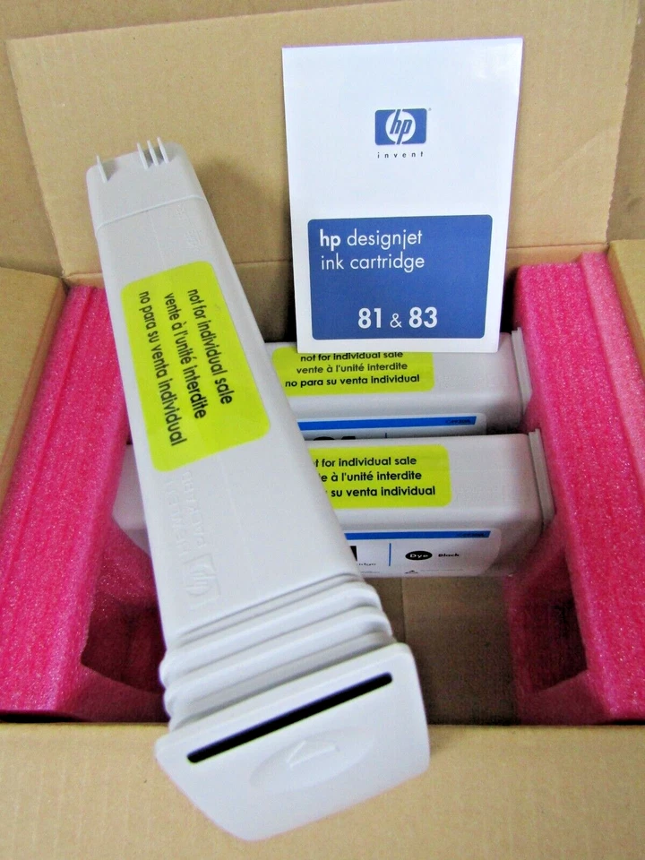 🔥3) NEW HEWLETT PACKARD HP 81 BLACK DYE 680ml INK CARTRIDGE C4930A C5066A BOX 3 - Image 2 of 4