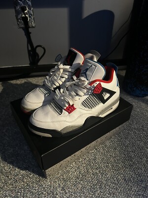 Size 10 - Jordan 4 Retro What The 4 Fire Red Military Blue Tech