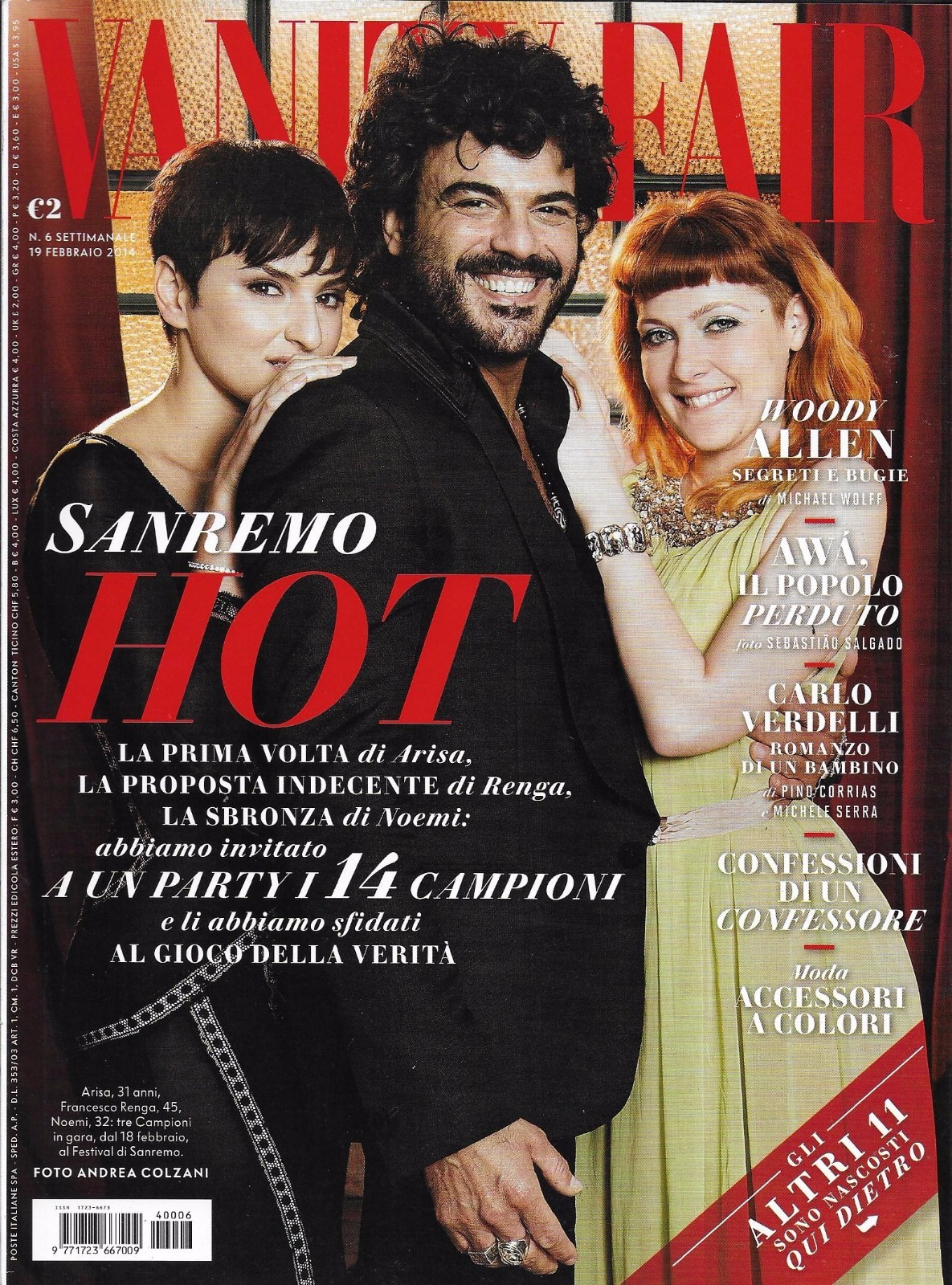 Vanity Fair Magazine Sanremo Francesco Renga Arisa Woody Allen Joel Kinnaman