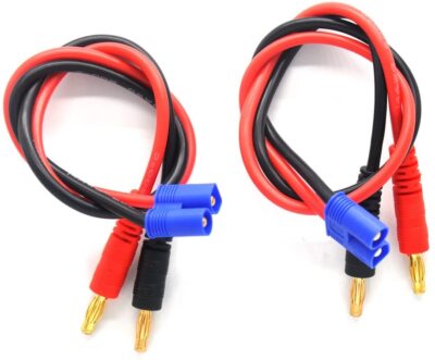 Set of 2 EC3 Banana Plug Charging Cables for RC Models - Blue, 4mm