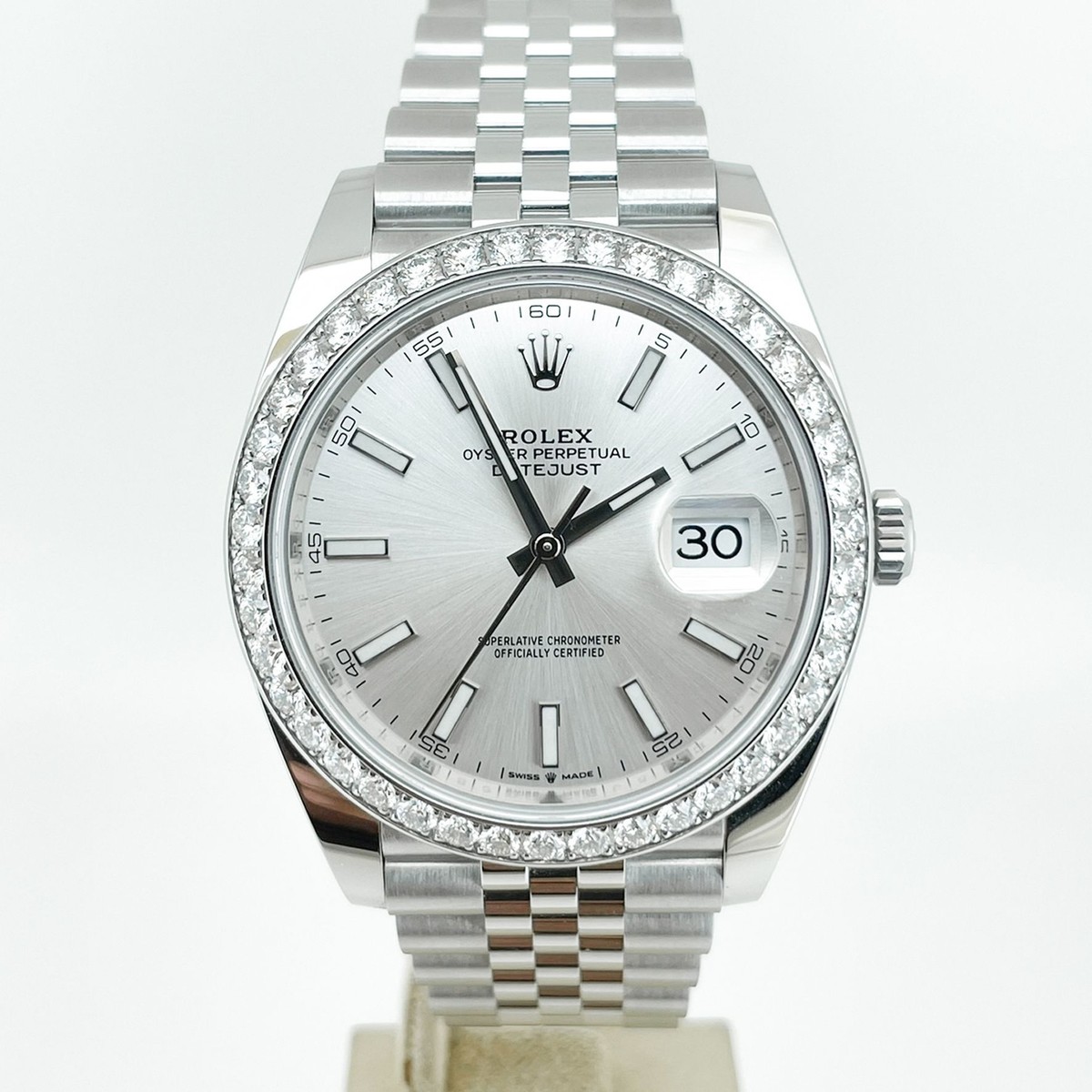 Rolex Datejust 41mm Full Set 2024 UNWORN 126300 Diamonds Silver