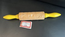 Vintage Wooden Springerle Nayco Rolling Pin For Making Picture Cookies