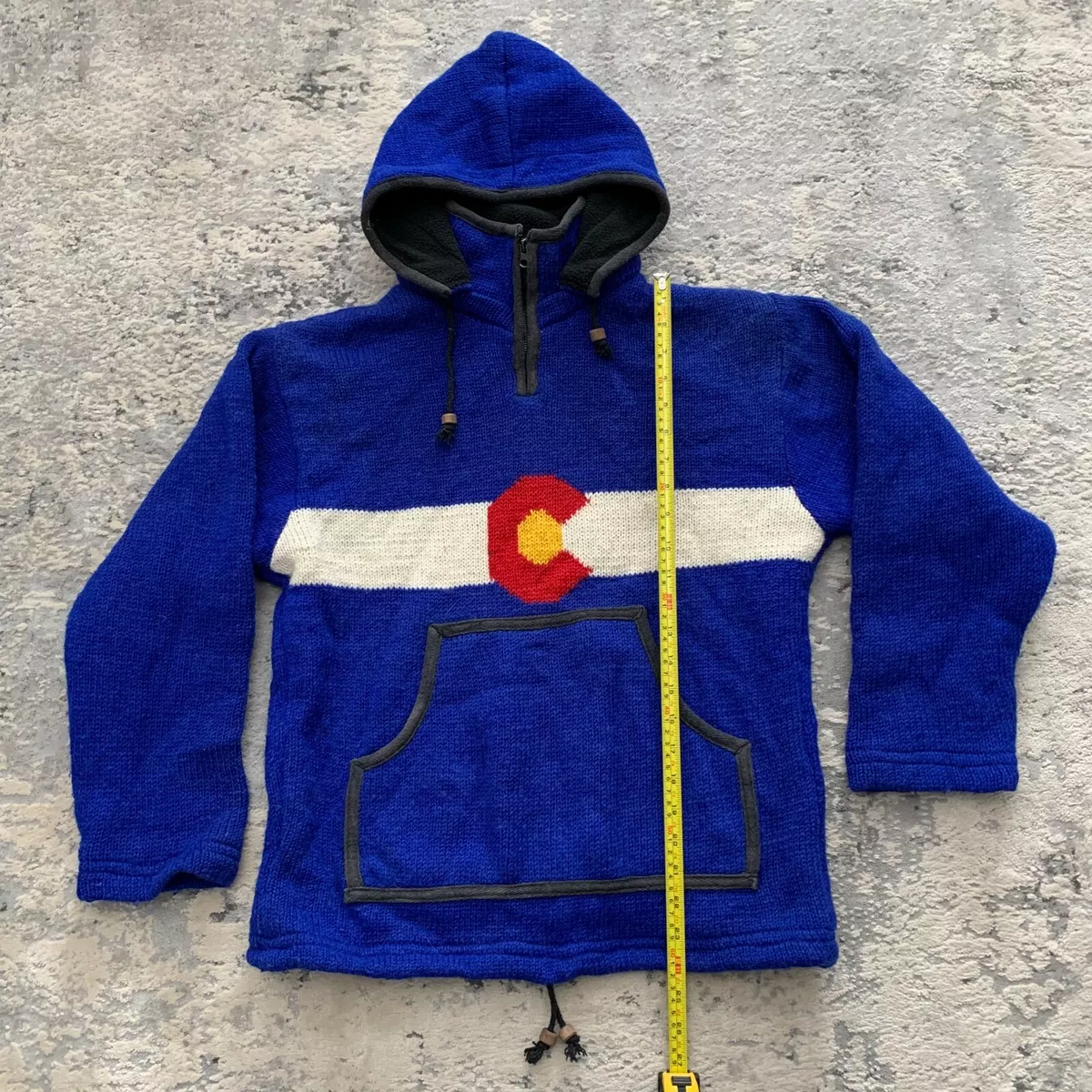 Nepal Hoodie 100 Wool Sweater Colorado Flag Fleece Unisex Small