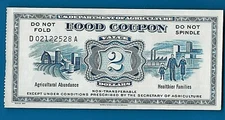 Food Stamp Coupon 1967 $2.00 SERIAL # WILL VERY U.S.D.A. scrip token UNC.