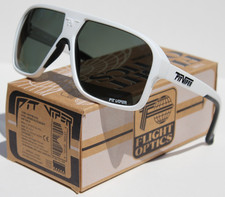 PIT VIPER The Official POLARIZED Flight Optics Sunglasses White/Smoke Black NEW