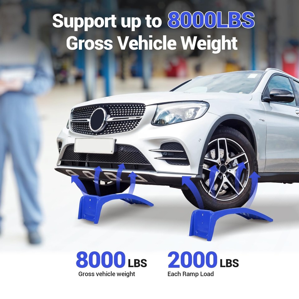 2pcs Solid Steel Auto Ramp 8000lbs Loading Ramp Heavy Duty Car Lift ...