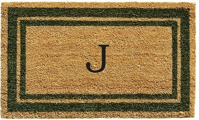 oway Mills 153042436J Sa Green Border 24'' x 36'' Monogr Doormat,