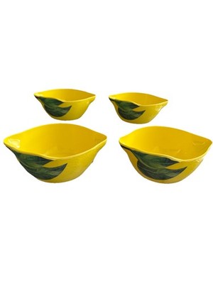 Nicole Miller Lemon Melamine Dip Salsa Salad Serving Bowls Set of 4 EUC