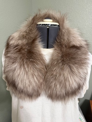 Vintage Real Fox Fur Collar 25" Gray With Liner