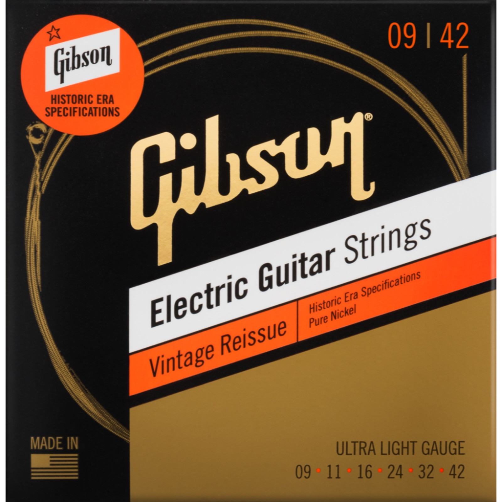 Винтажное переиздание Gibson SEG-HVR9 09-42 - E-Gitarrensaiten 2290₽