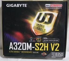 Gigabyte GA-A320M-S2H V2 Socket AM4 Motherboard with I/O Shield & CPU Backplate.