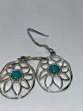 Turquoise Gemstone 925 sterling silver handmade Dangle Drop Earrings