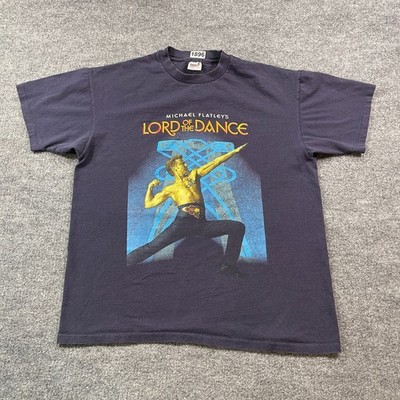 Vintage 90s Michael Flatleys Lord Of The Dance Shirt XL 23x27 Navy Blue