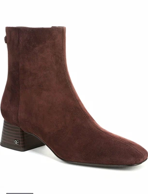 Sam Edelman Paige Marrón Gamuza Puntera Cuadrada Cremallera Tacón Bloque Botín 9.5M Café - Imagen 1 de 4