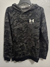 Under Armour Hoodie Youth Boys XL Black Gray Camo Pullover Sweatshirt Fleece