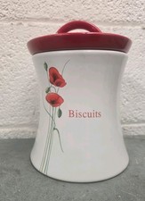 Dunelm Ceramic Poppy Cookie Jar Biscuit Barrel Storage Container Red Poppies