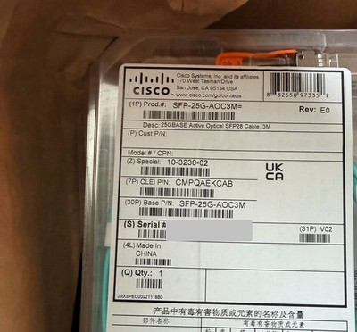 NEW Genuine Cisco SFP-25G-AOC3M 25GBASE SFP28 Active Optical Cable 3M Sealed