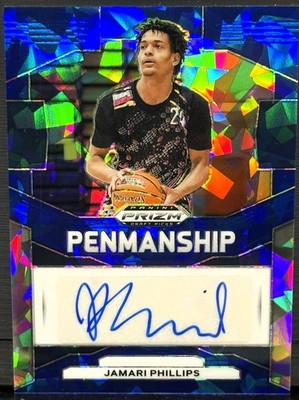 2024-25 Prizm Draft Picks Penmanship #P-JMP Jamari Phillips Blue Ice Auto /75