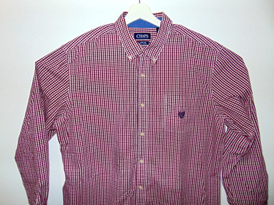 Chaps Men Sz XL Long Sleeve Shirt Cotton Custom Fit Red Check