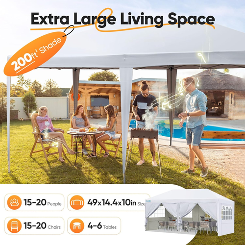 Quictent 10X20 Pop up Canopy with Sidewalls Easy up Canopy Tent Instant Shelter  - Picture 3 of 12