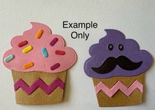 LITTLE CUPCAKE PAIR Die-Cuts 8pc Birthday Sprinkles Cake Mustache Card Making