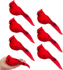 6Pcs Large Red Cardinal Clip-On Ornaments for Christmas Tree Decor