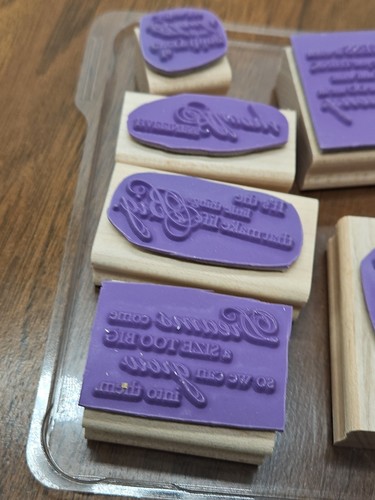 Stampin Up! 2007 Estampillas de goma de madera - Frases y palabras - Juego de seis Happy Harmony - Imagen 19 de 23