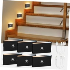  Rechargeable Motion Sensor Stair Light, Black Automatic Lights Black-6 Pack