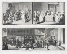 Christening Funeral Burial Funeral Baptism Death Copperplate Engraving 1720