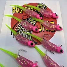 10 Pack 1/16 Oz  Pink And Green Crappie Jigs ( Suppa Pink)