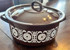 Huta Silesia Brown Stockpot Made In Poland Enamelware 1960s Mid Century Cooking
